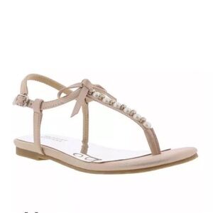 New Badgley Mischka girls Pink Sandals with Pearl Accents sz 13